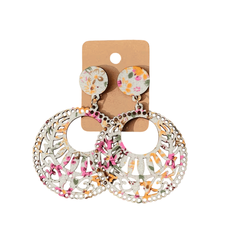 Floral Wood Earrings